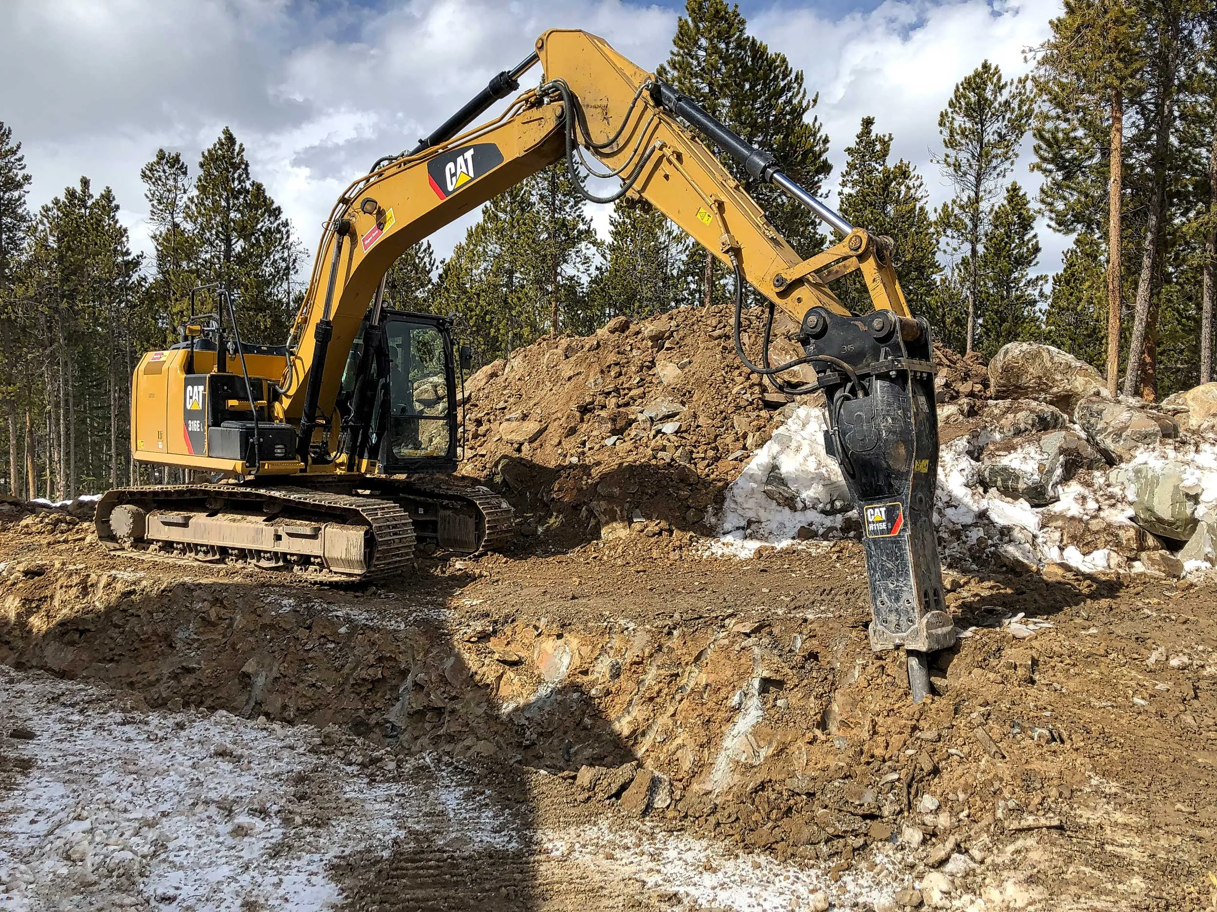 Hydraulic Breaker On Excavator