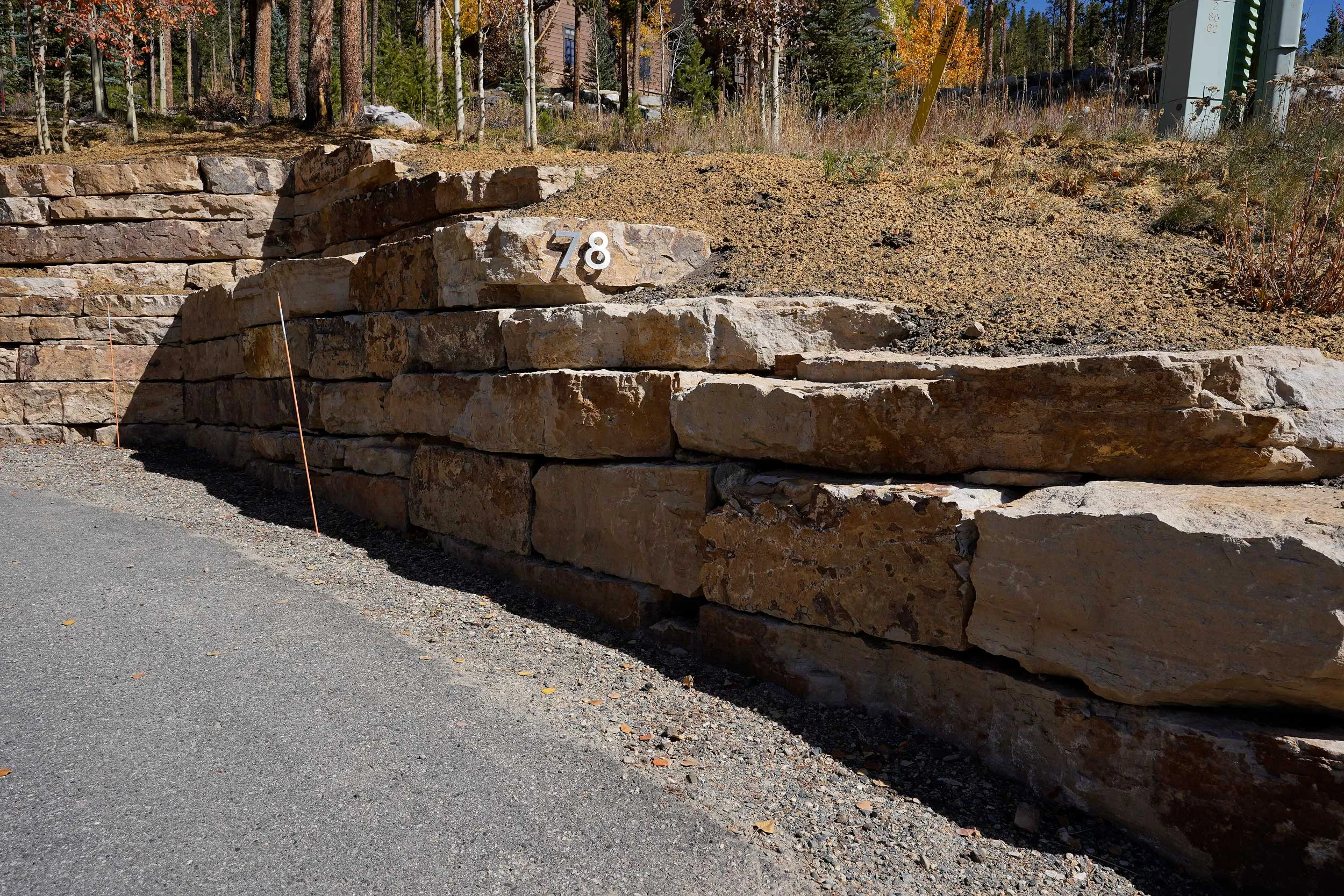 Stone Wall Along Driveway
