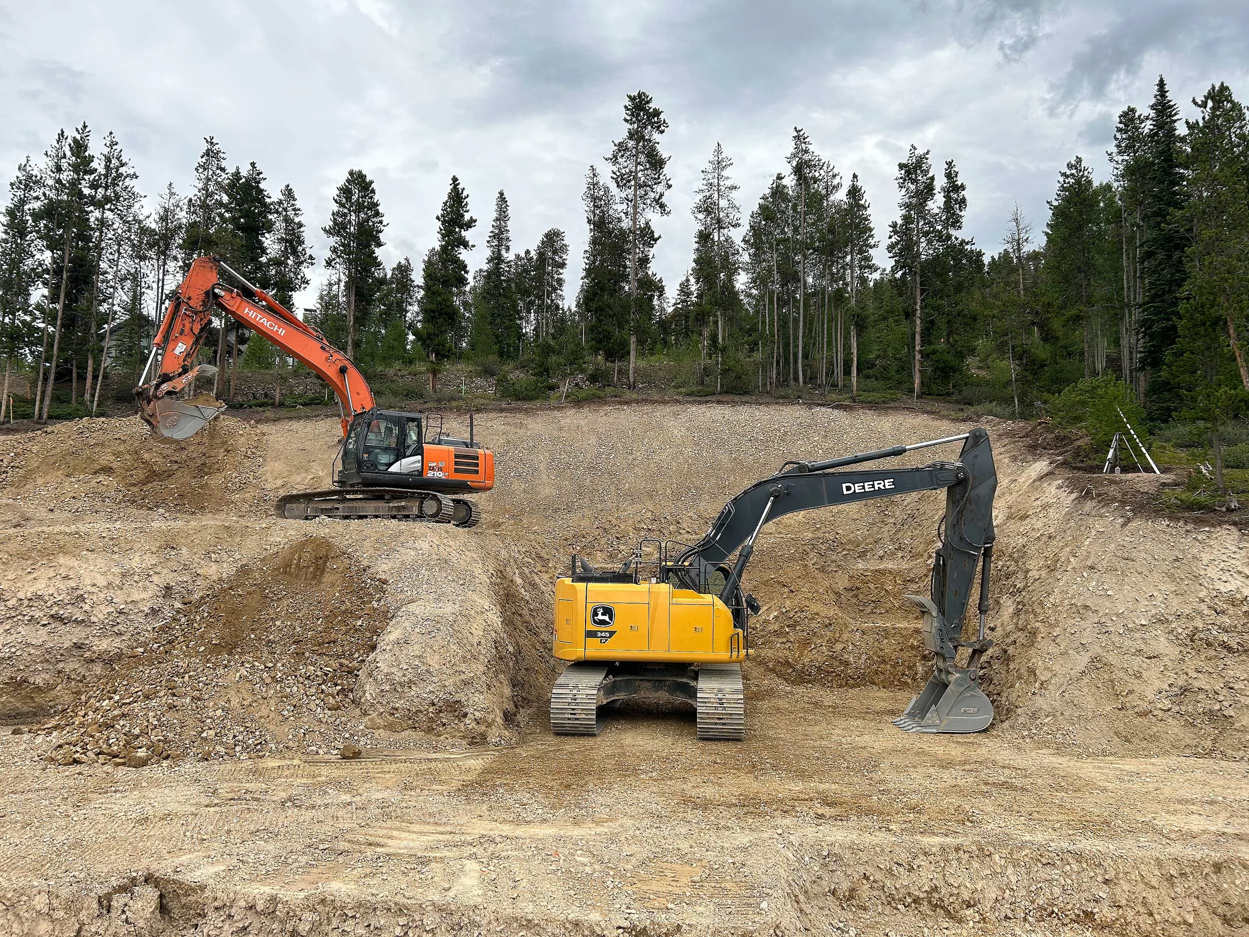 Two Excavators In Cut