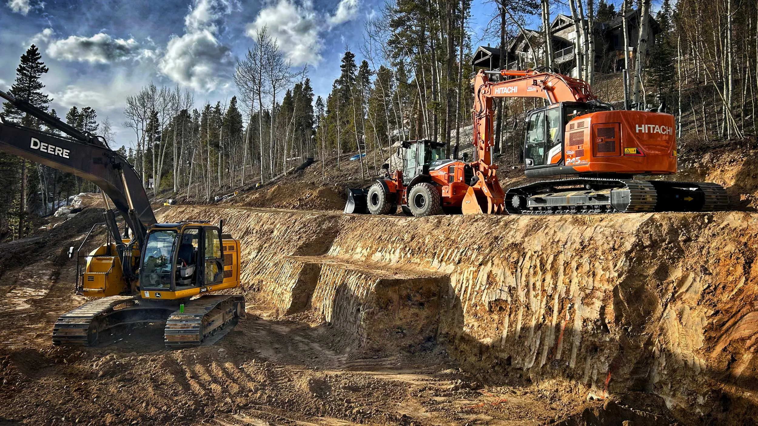 Excavators And Loader On Site