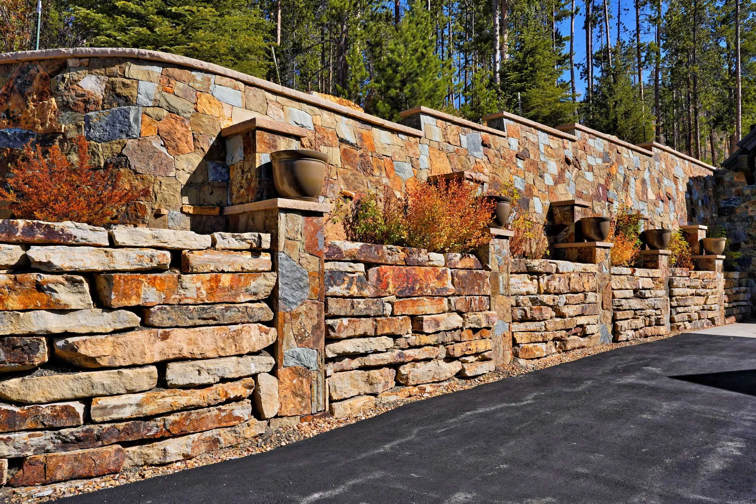 Stone Wall With Planters