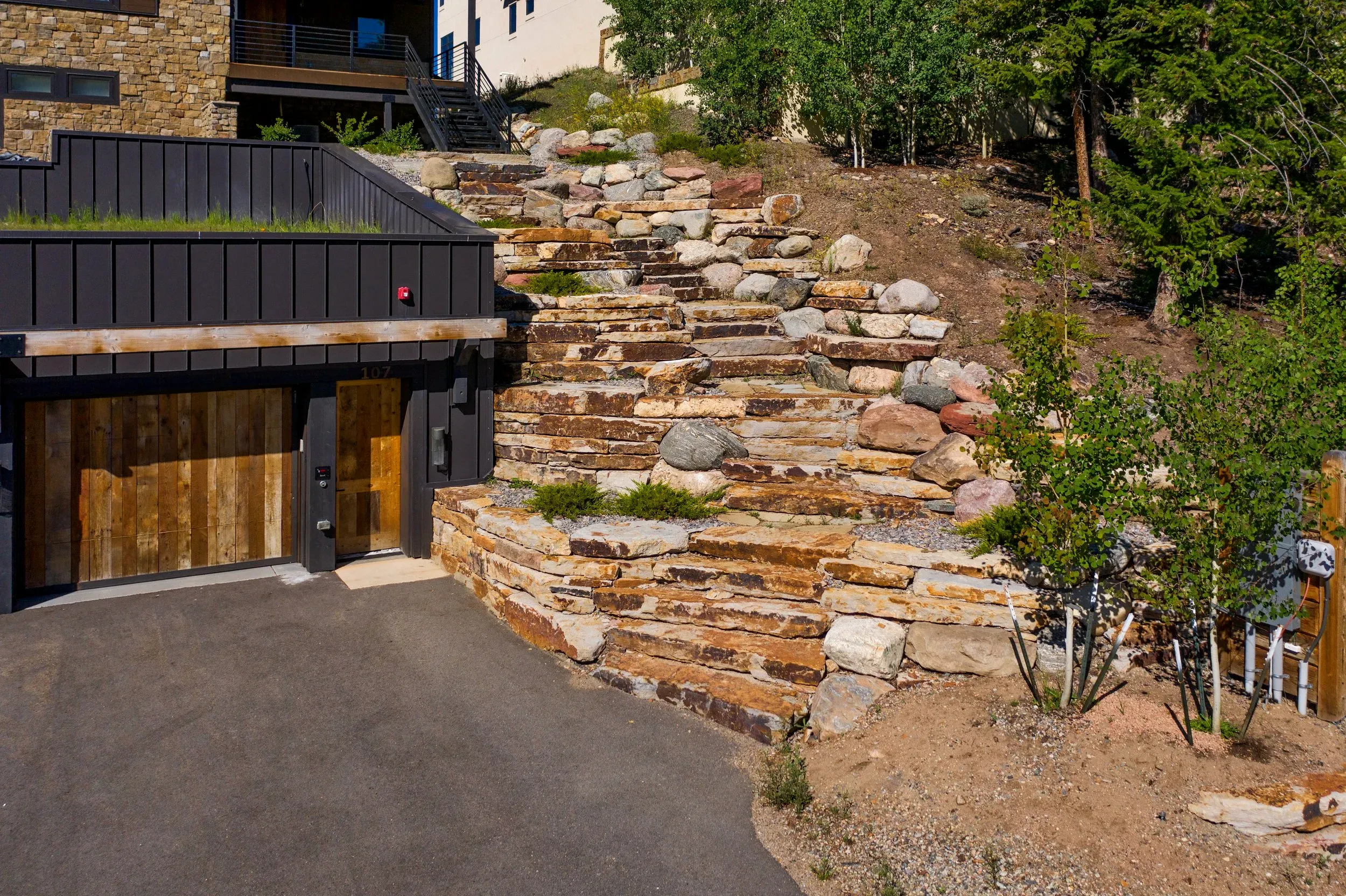 Stone Wall And Entry Stairs
